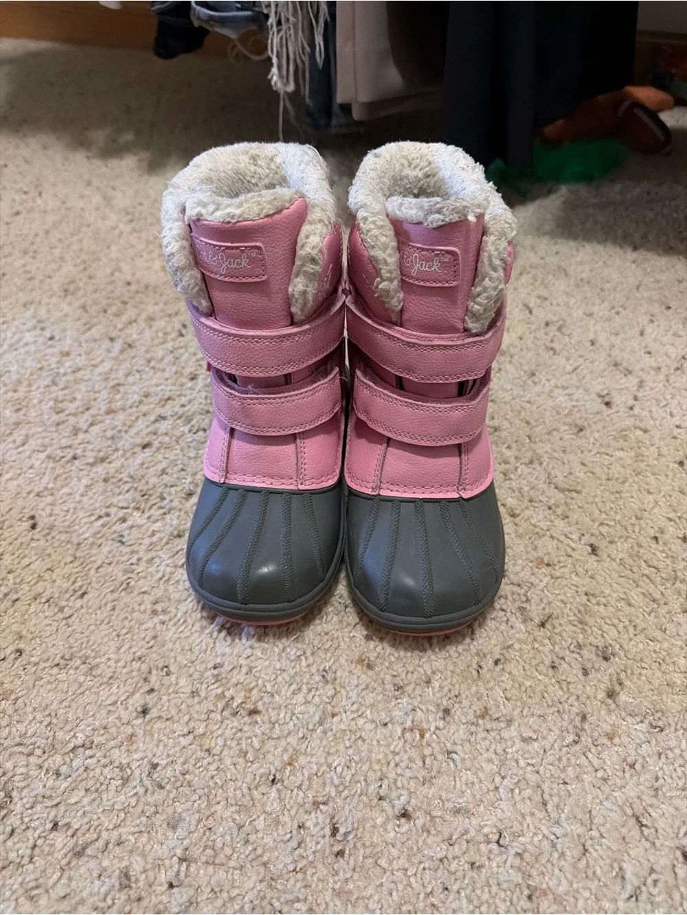 Cat & Jack Pink and Gray Kids Snow Boots